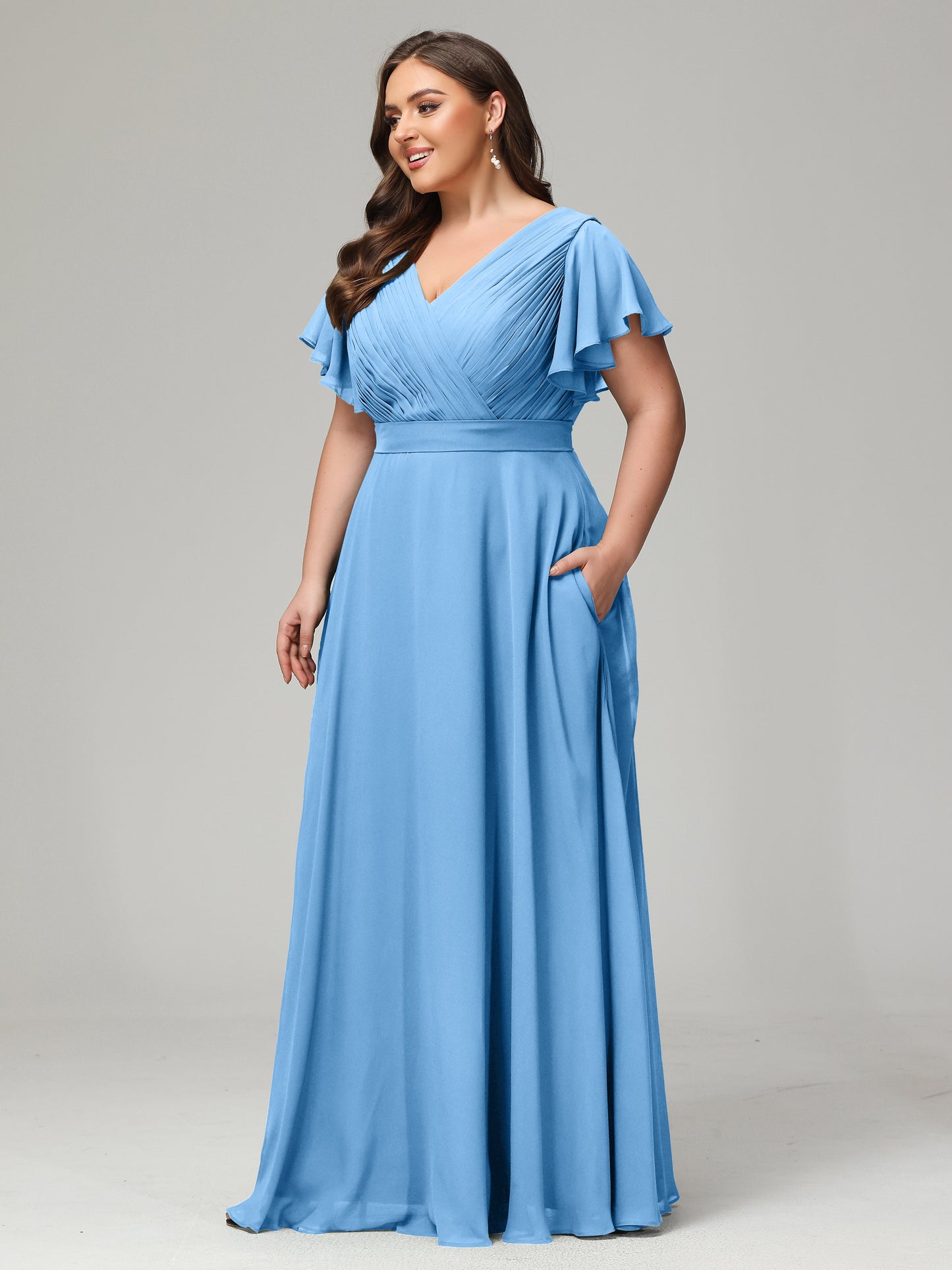 Elegant Plus Size Long Bridesmaid Dresses with Sleeves