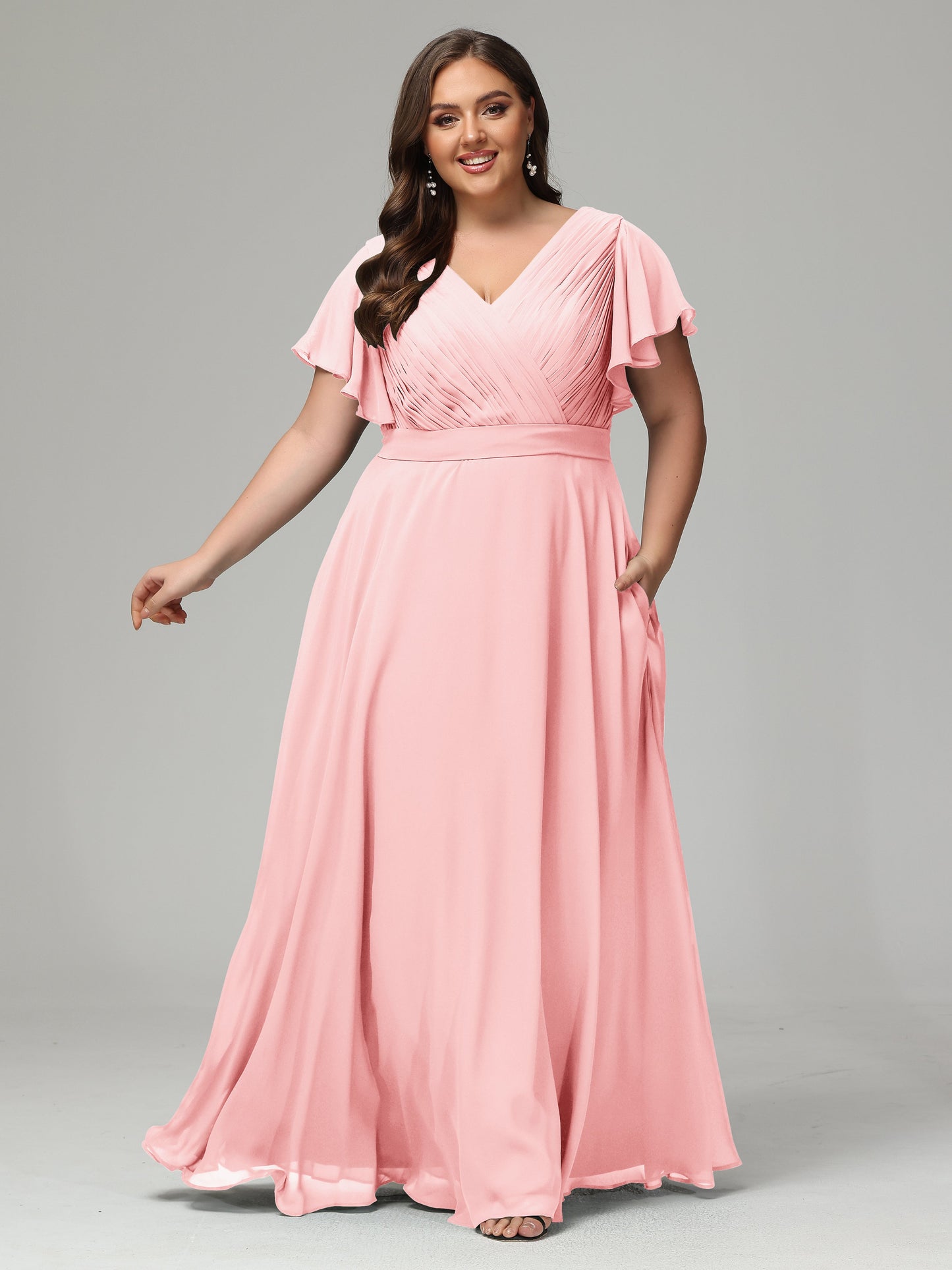 Elegant Plus Size Long Bridesmaid Dresses with Sleeves