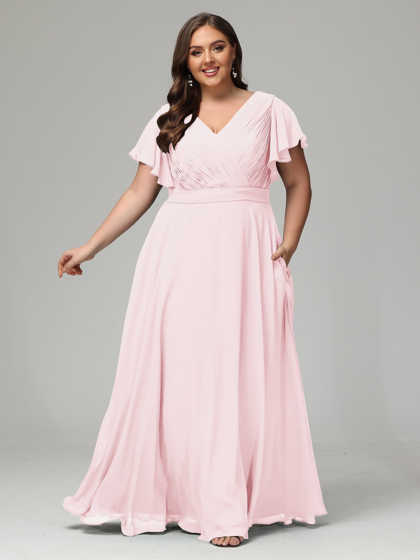Elegant Plus Size Long Bridesmaid Dresses with Sleeves