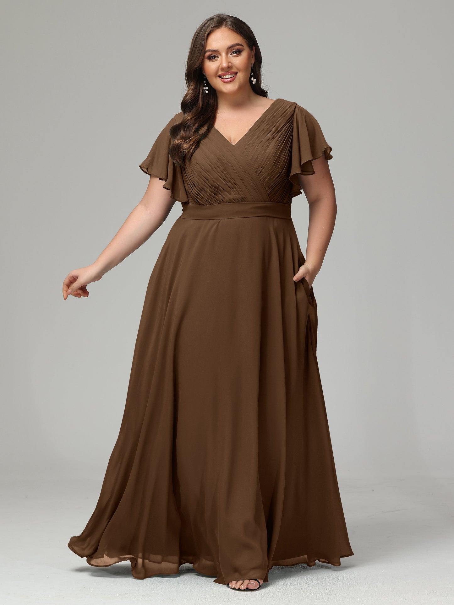 Elegant Plus Size Long Bridesmaid Dresses with Sleeves