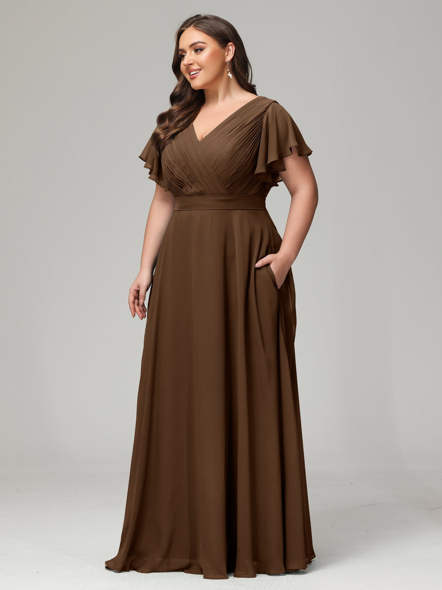 Elegant Plus Size Long Bridesmaid Dresses with Sleeves