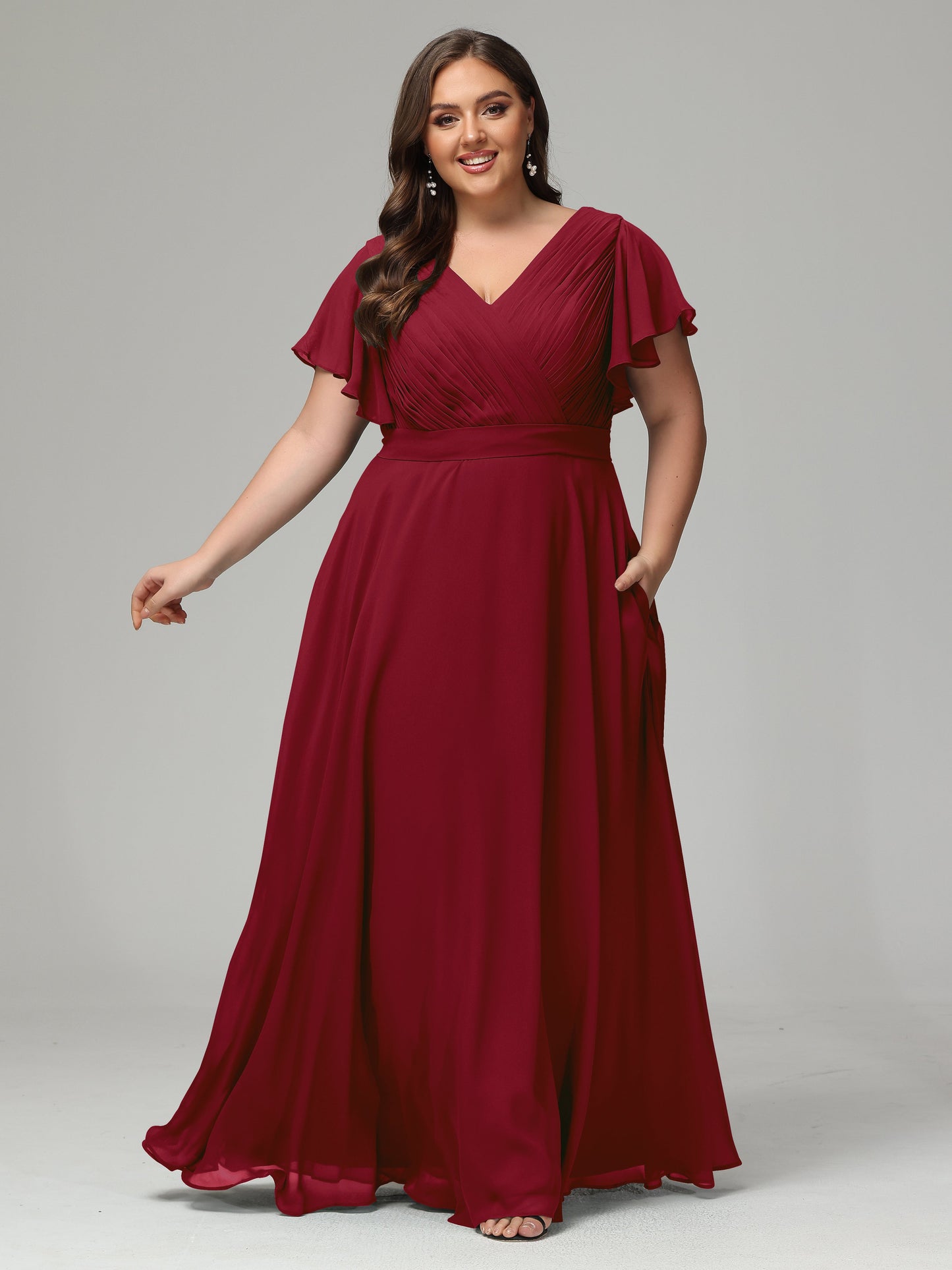 Elegant Plus Size Long Bridesmaid Dresses with Sleeves