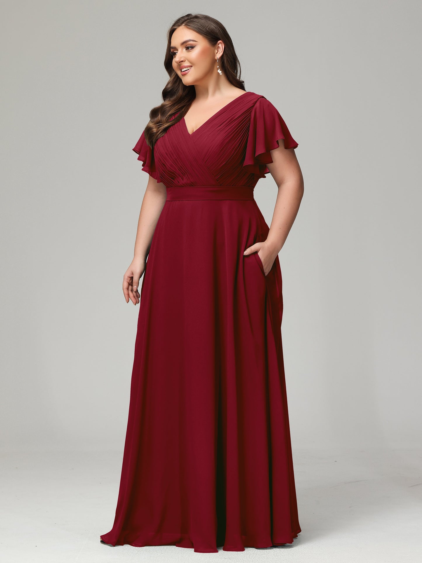Elegant Plus Size Long Bridesmaid Dresses with Sleeves