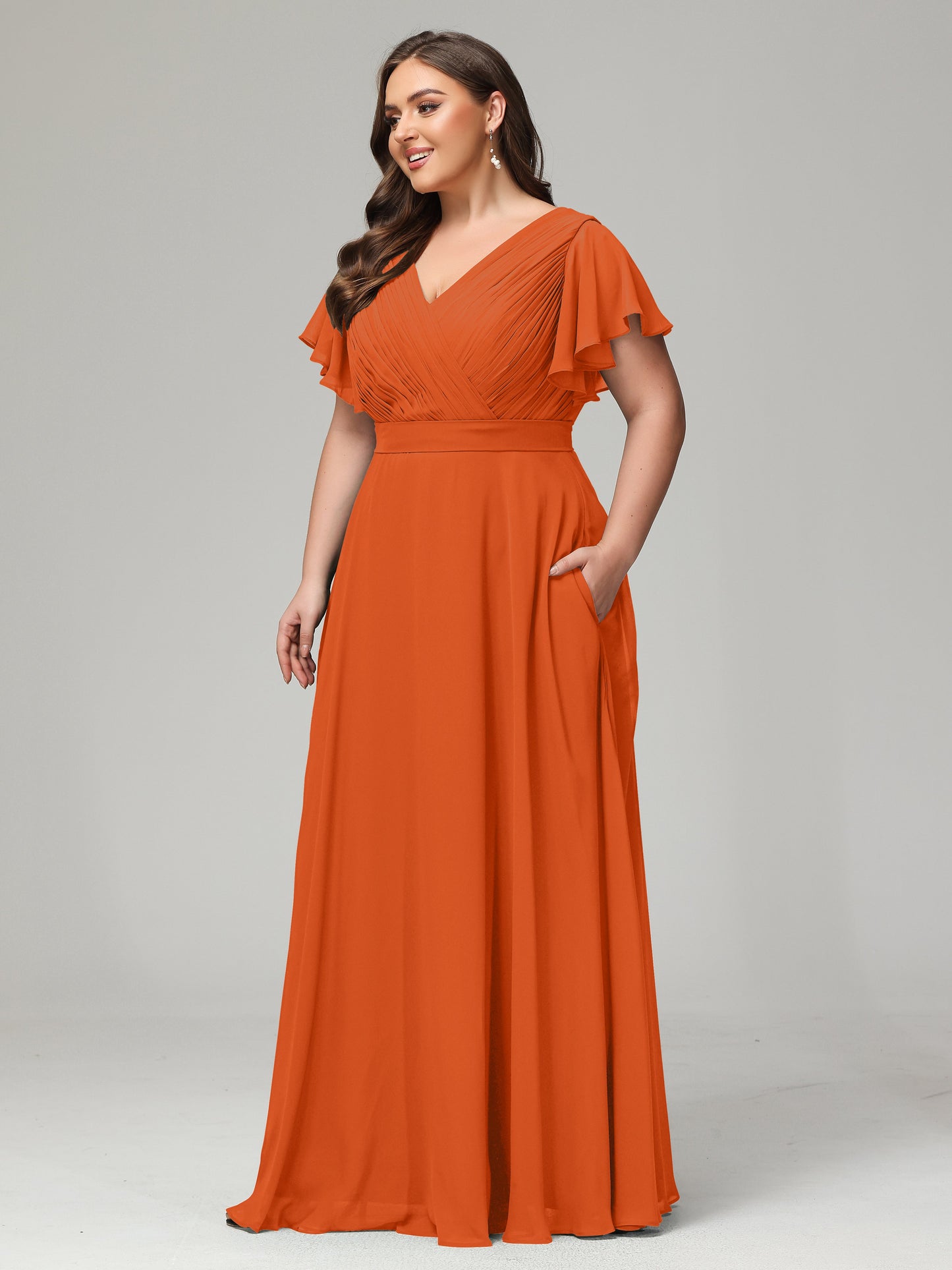 Elegant Plus Size Long Bridesmaid Dresses with Sleeves