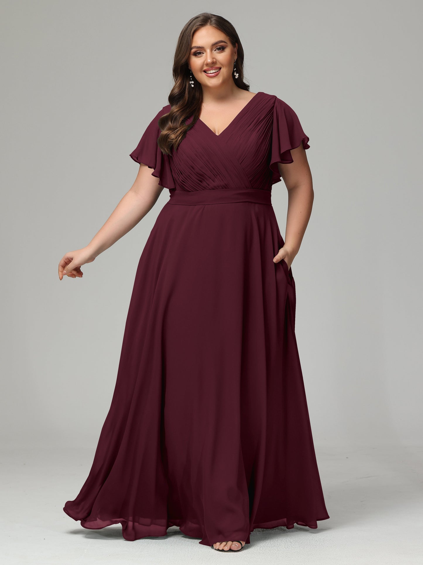 Elegant Plus Size Long Bridesmaid Dresses with Sleeves