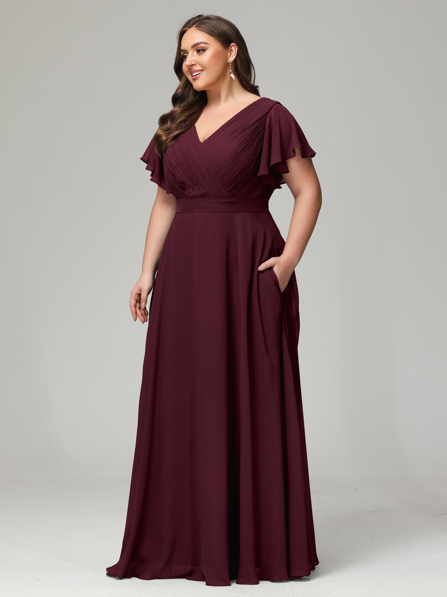 Elegant Plus Size Long Bridesmaid Dresses with Sleeves