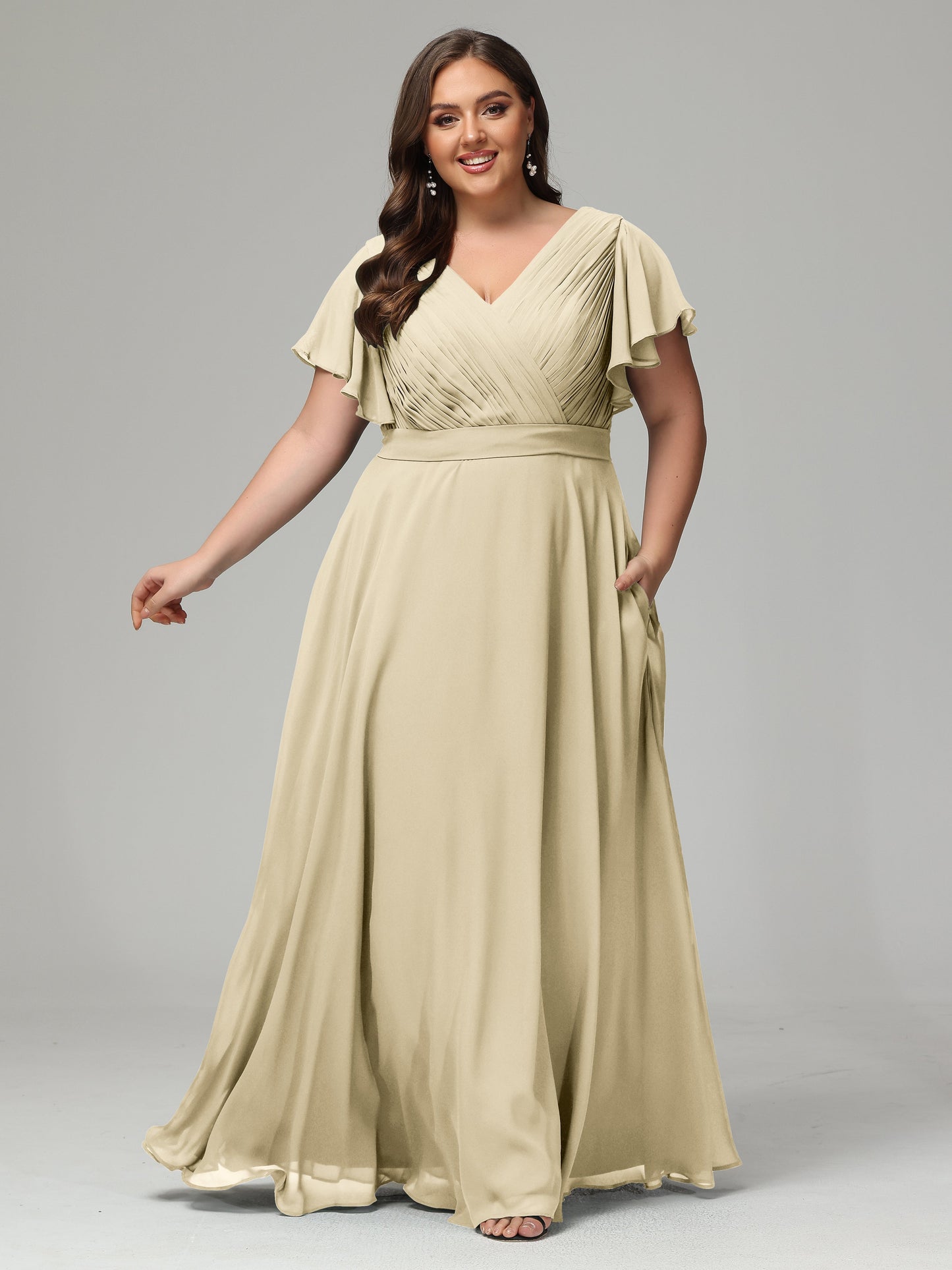 Elegant Plus Size Long Bridesmaid Dresses with Sleeves