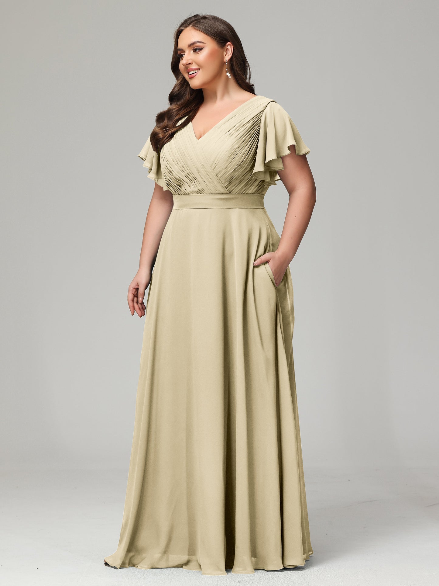Elegant Plus Size Long Bridesmaid Dresses with Sleeves