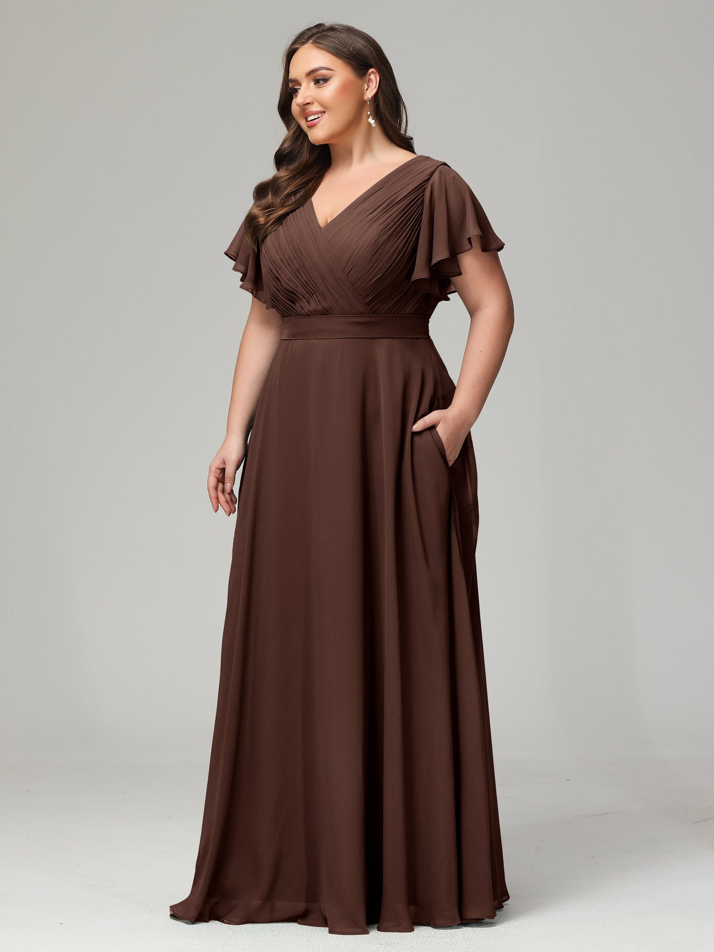 Elegant Plus Size Long Bridesmaid Dresses with Sleeves