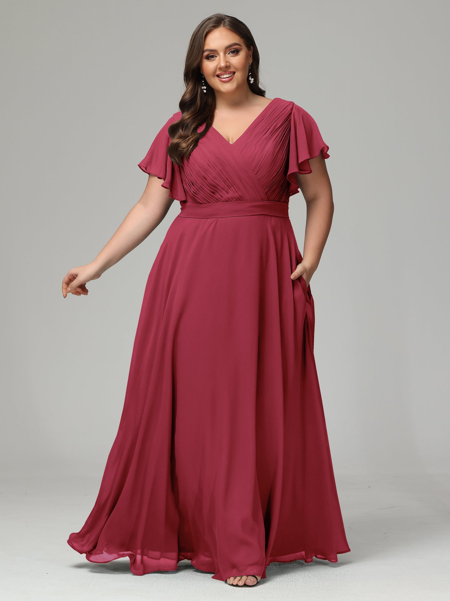 Elegant Plus Size Long Bridesmaid Dresses with Sleeves