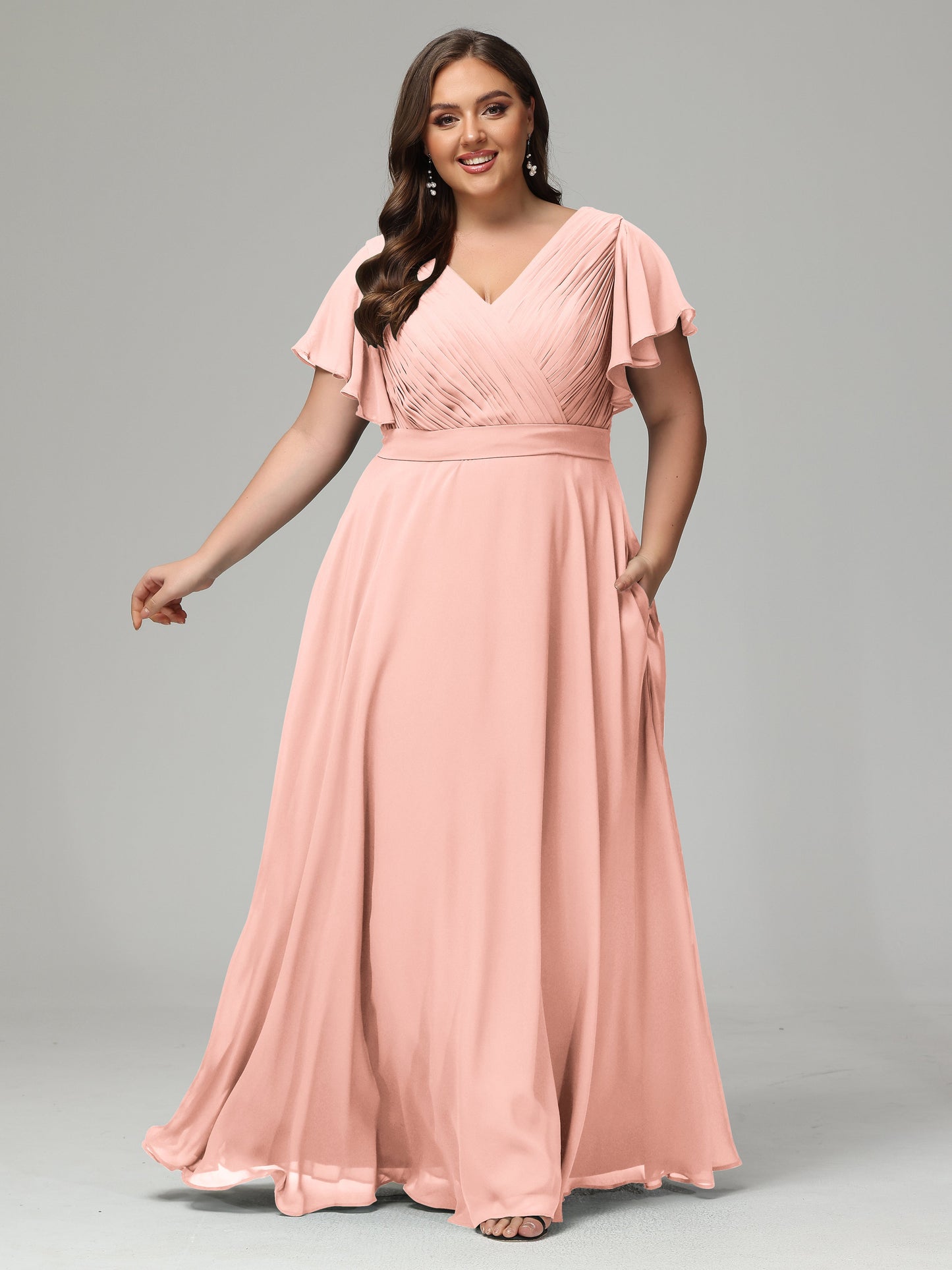 Elegant Plus Size Long Bridesmaid Dresses with Sleeves