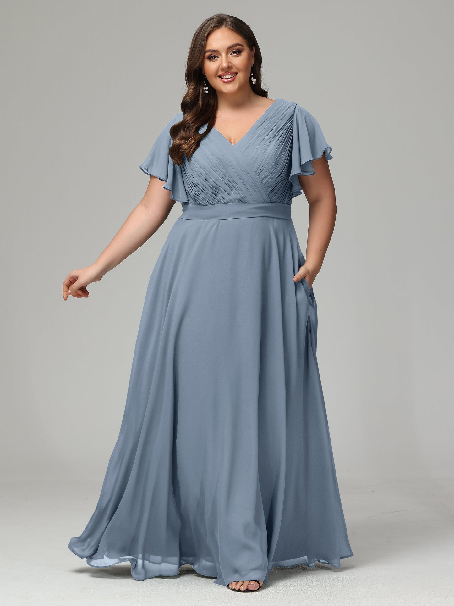 Elegant Plus Size Long Bridesmaid Dresses with Sleeves