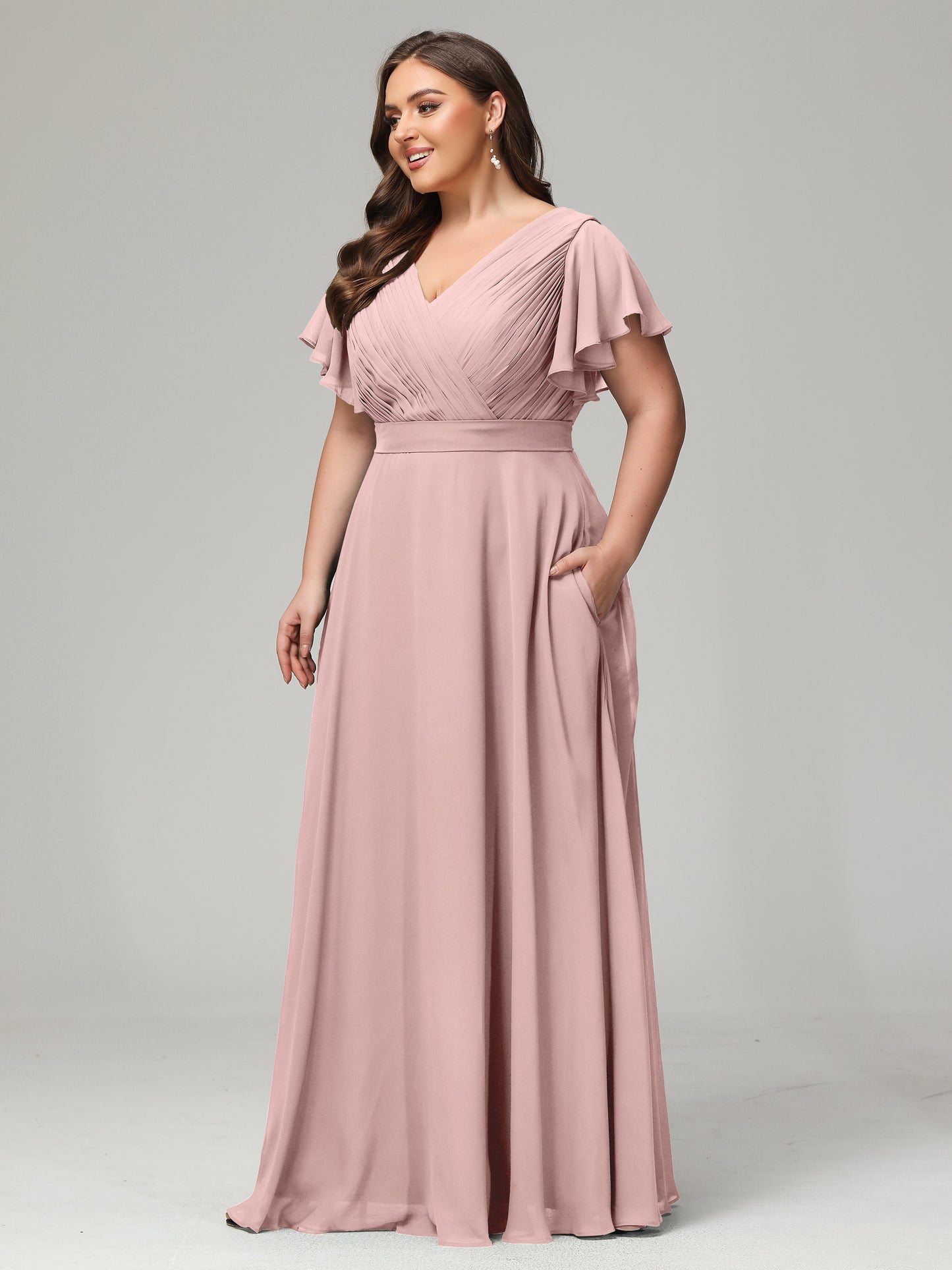 Elegant Plus Size Long Bridesmaid Dresses with Sleeves