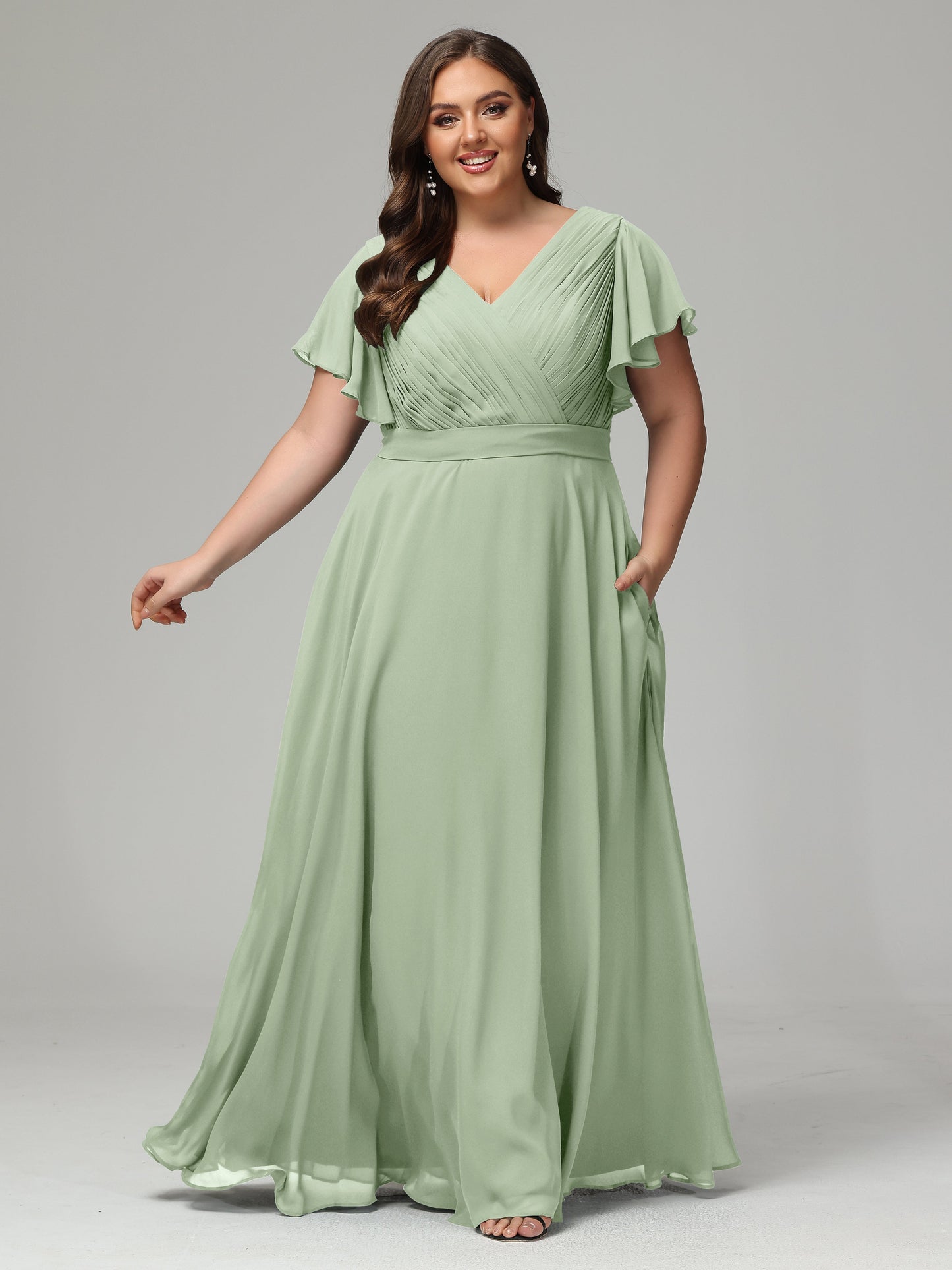 Elegant Plus Size Long Bridesmaid Dresses with Sleeves