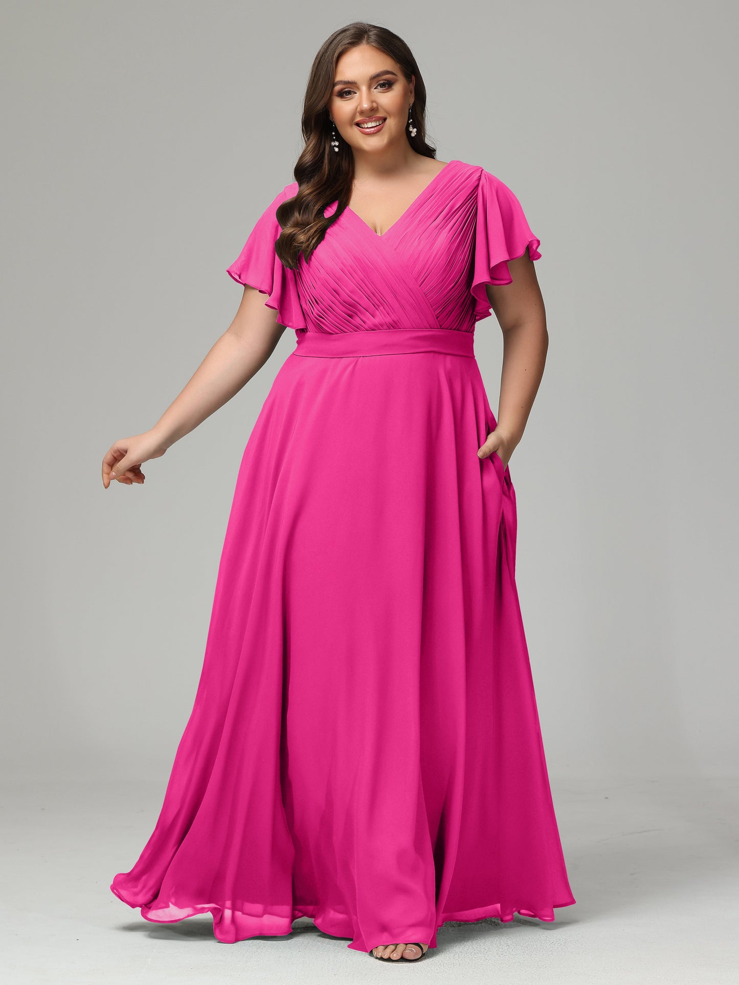 Elegant Plus Size Long Bridesmaid Dresses with Sleeves
