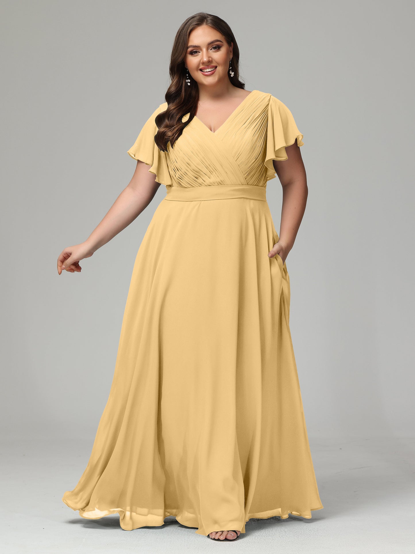 Elegant Plus Size Long Bridesmaid Dresses with Sleeves