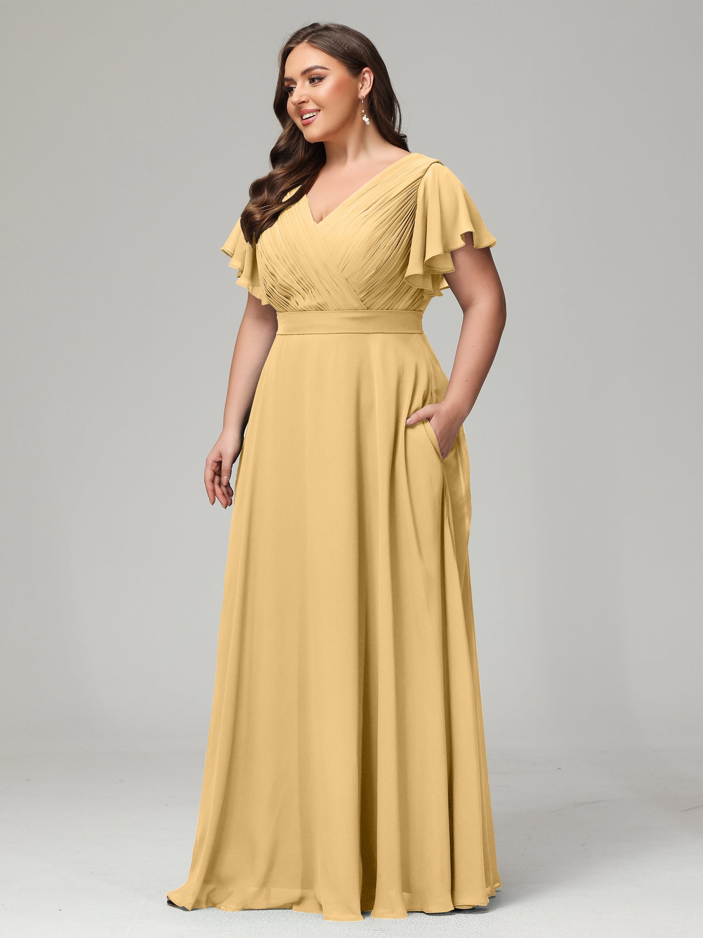 Elegant Plus Size Long Bridesmaid Dresses with Sleeves