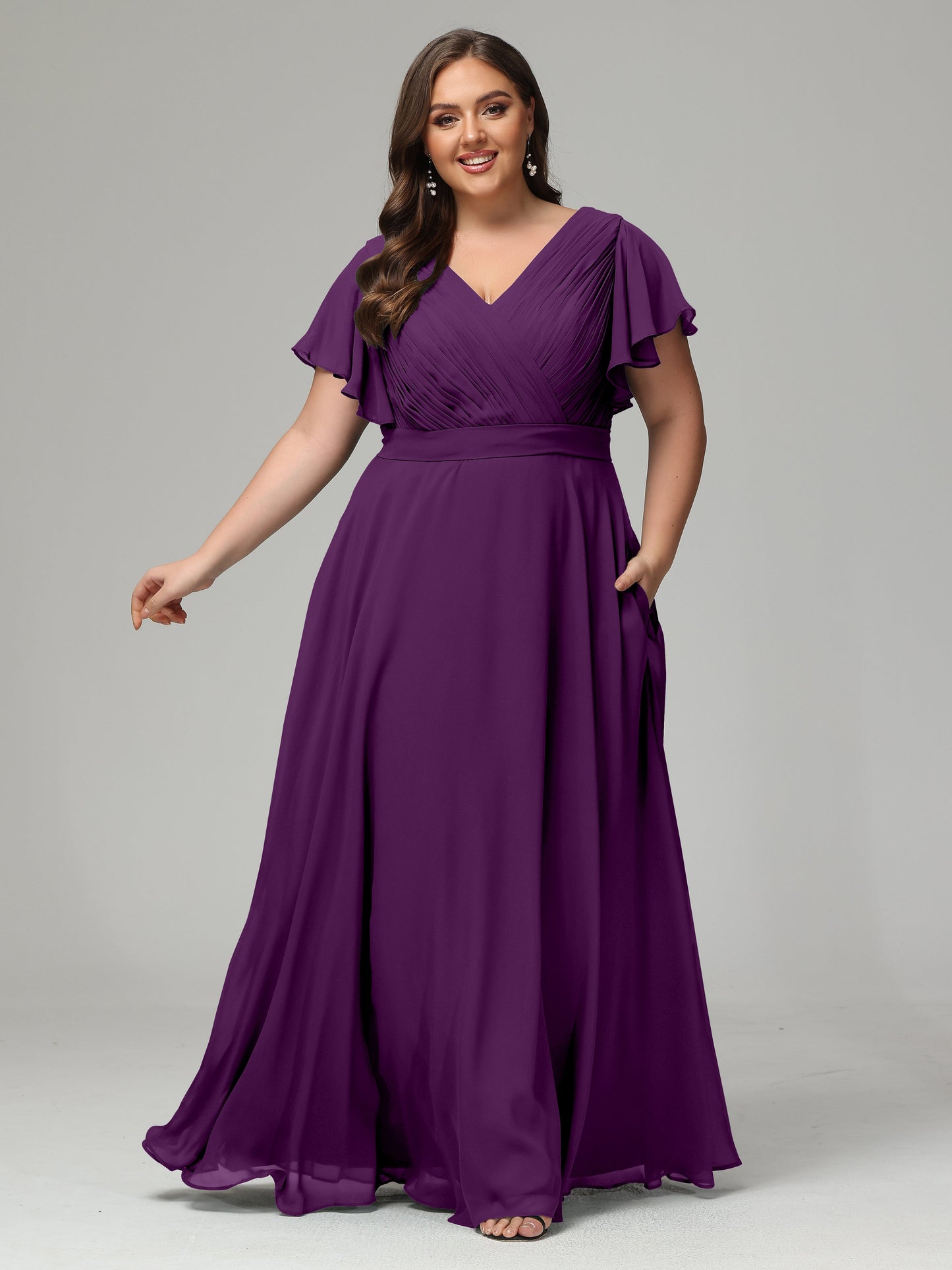 Elegant Plus Size Long Bridesmaid Dresses with Sleeves