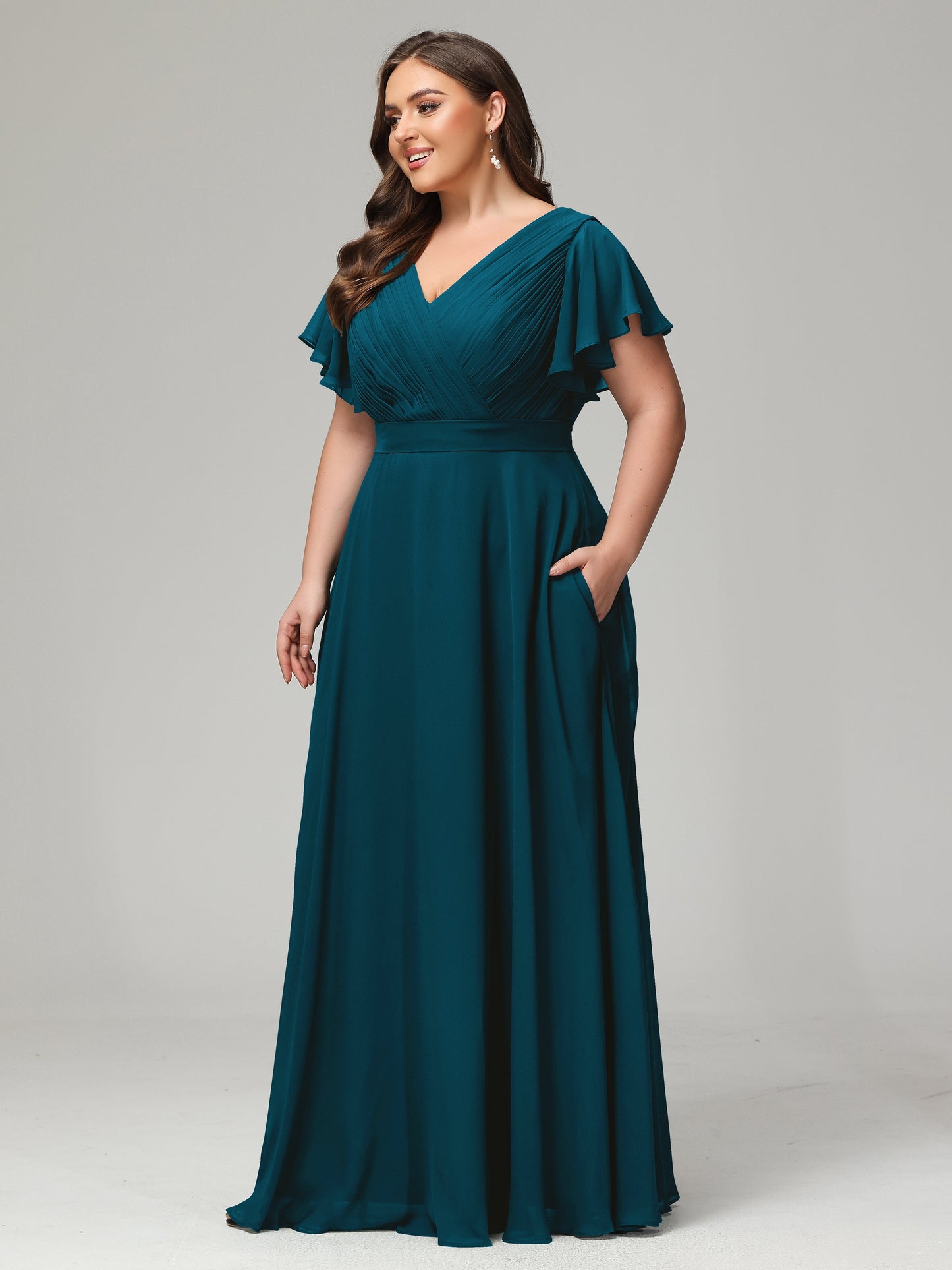 Elegant Plus Size Long Bridesmaid Dresses with Sleeves