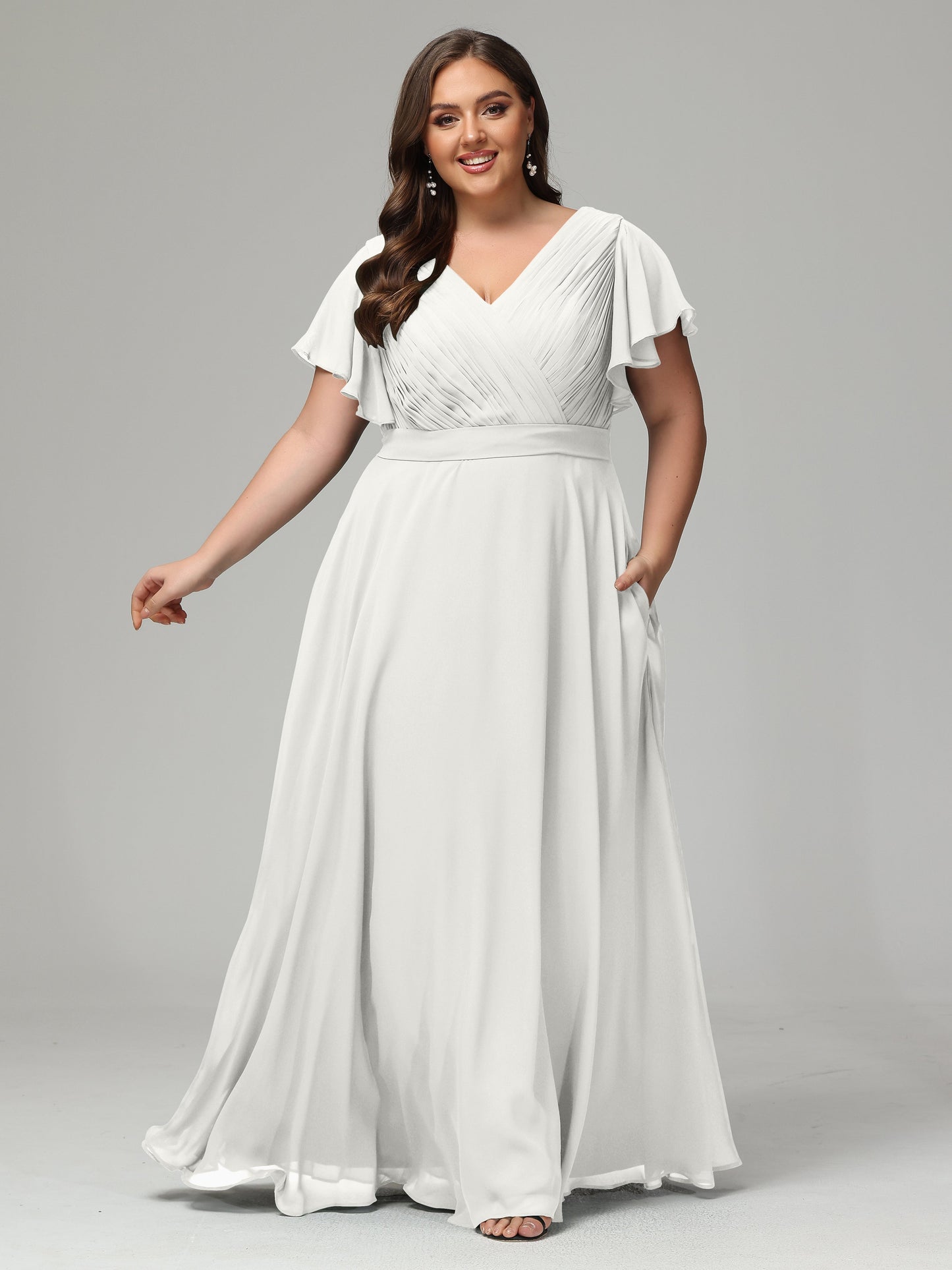 Elegant Plus Size Long Bridesmaid Dresses with Sleeves