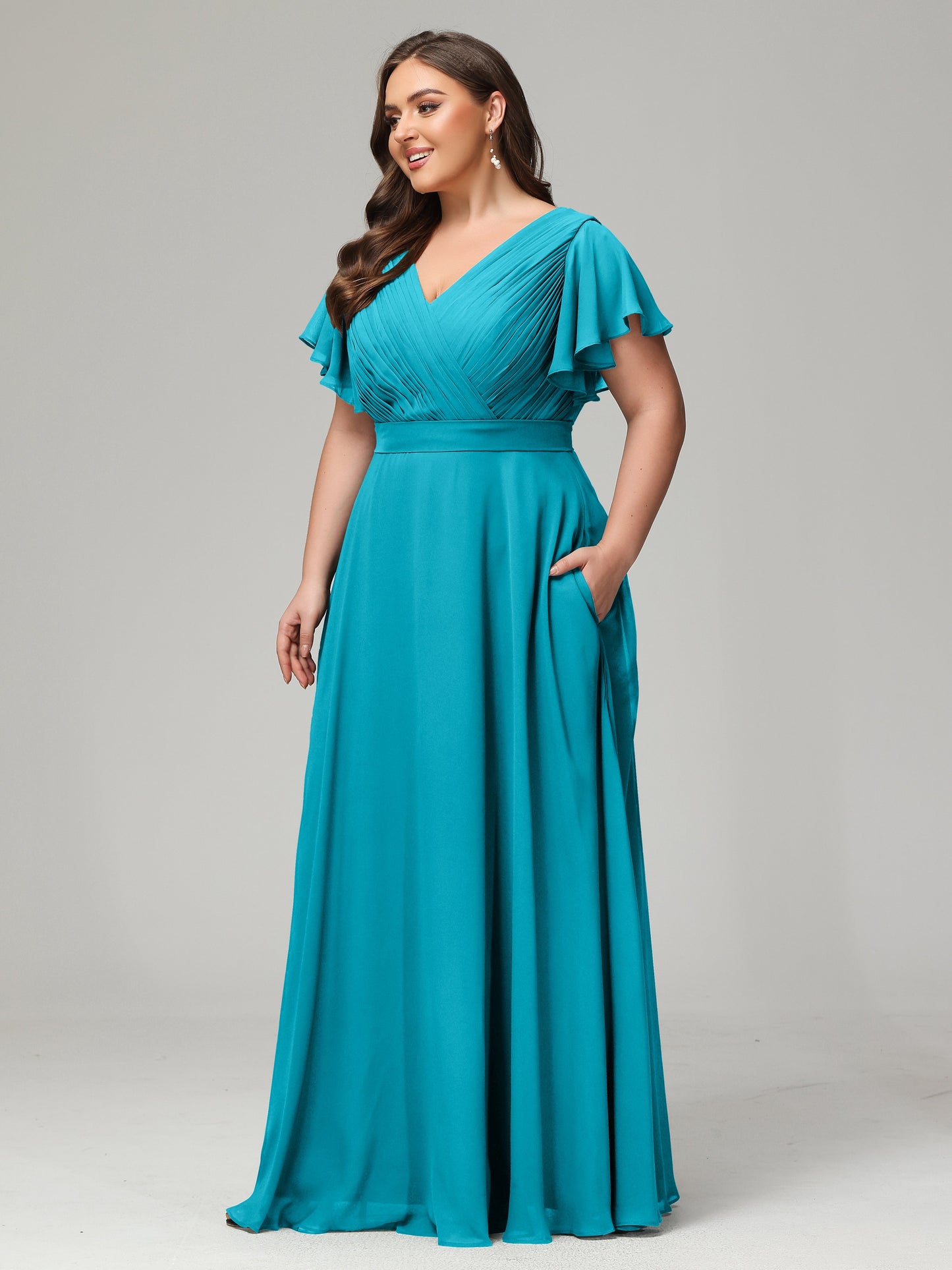 Elegant Plus Size Long Bridesmaid Dresses with Sleeves