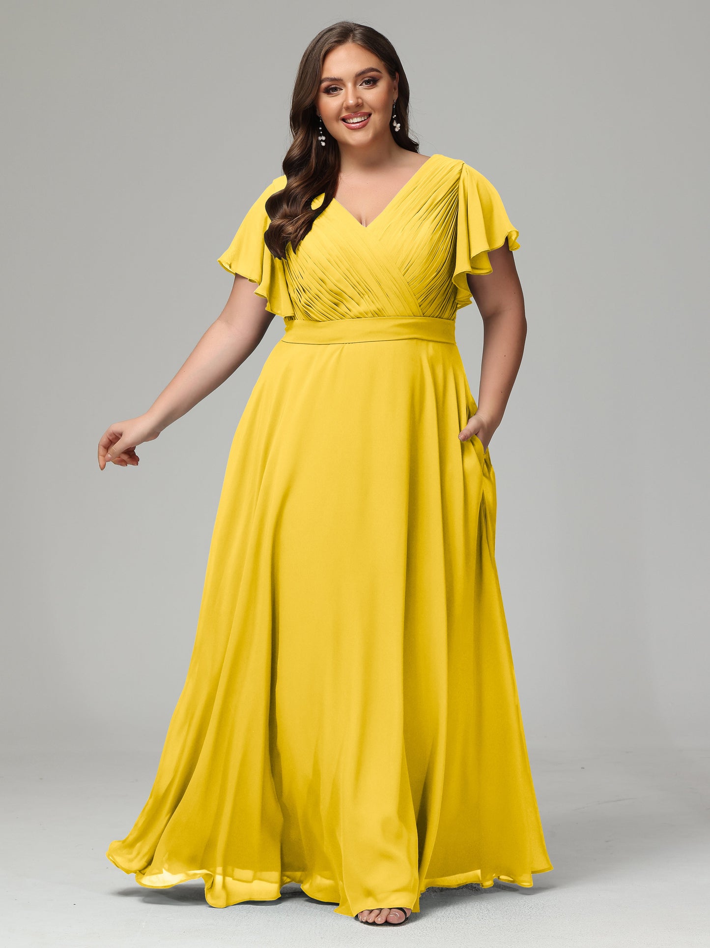 Elegant Plus Size Long Bridesmaid Dresses with Sleeves