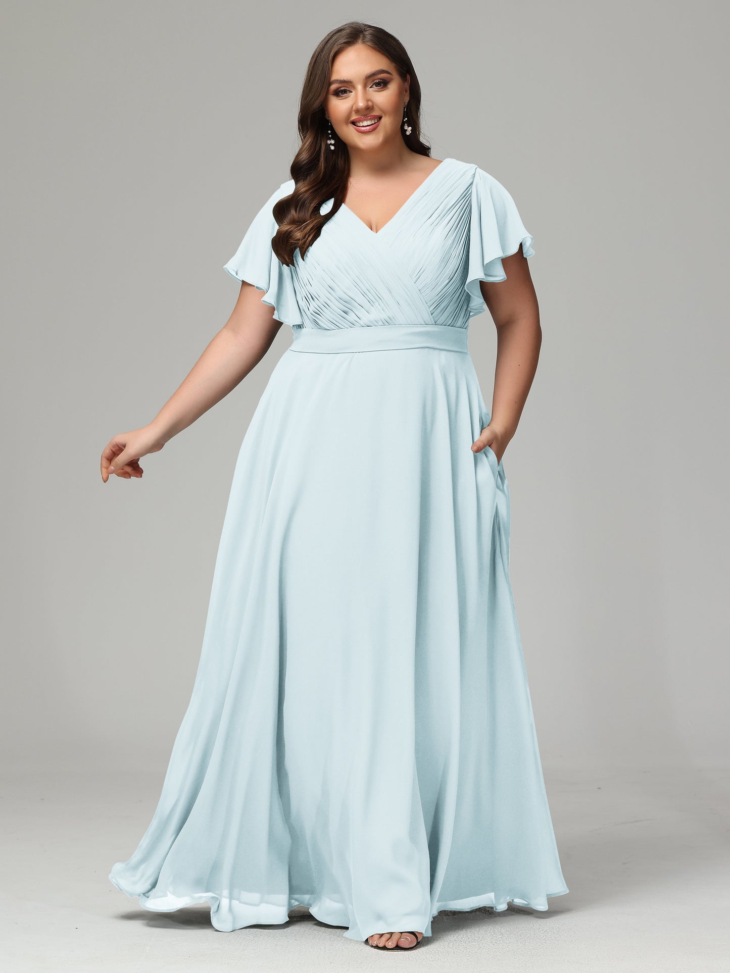 Elegant Plus Size Long Bridesmaid Dresses with Sleeves