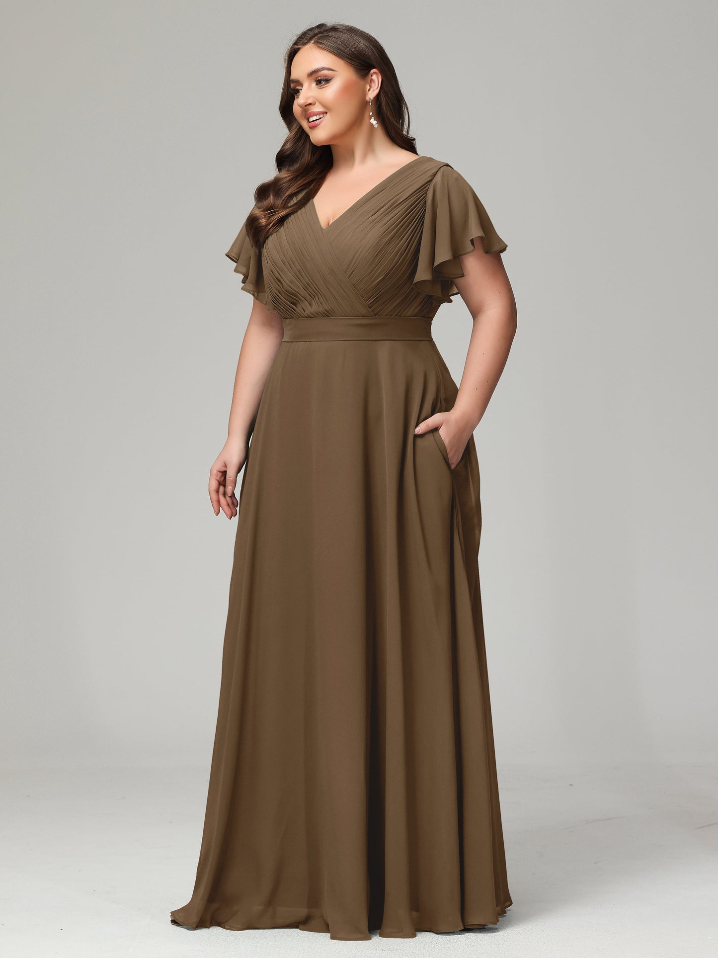 Elegant Plus Size Long Bridesmaid Dresses with Sleeves