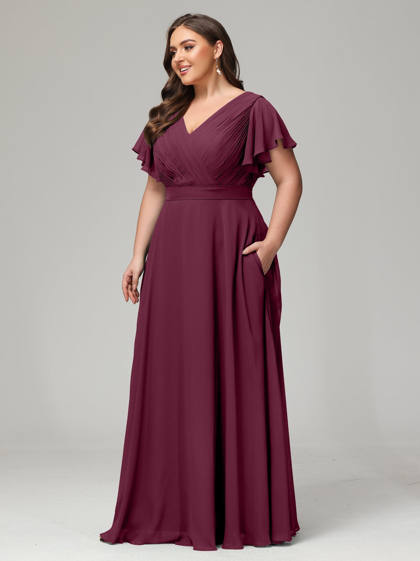 Elegant Plus Size Long Bridesmaid Dresses with Sleeves