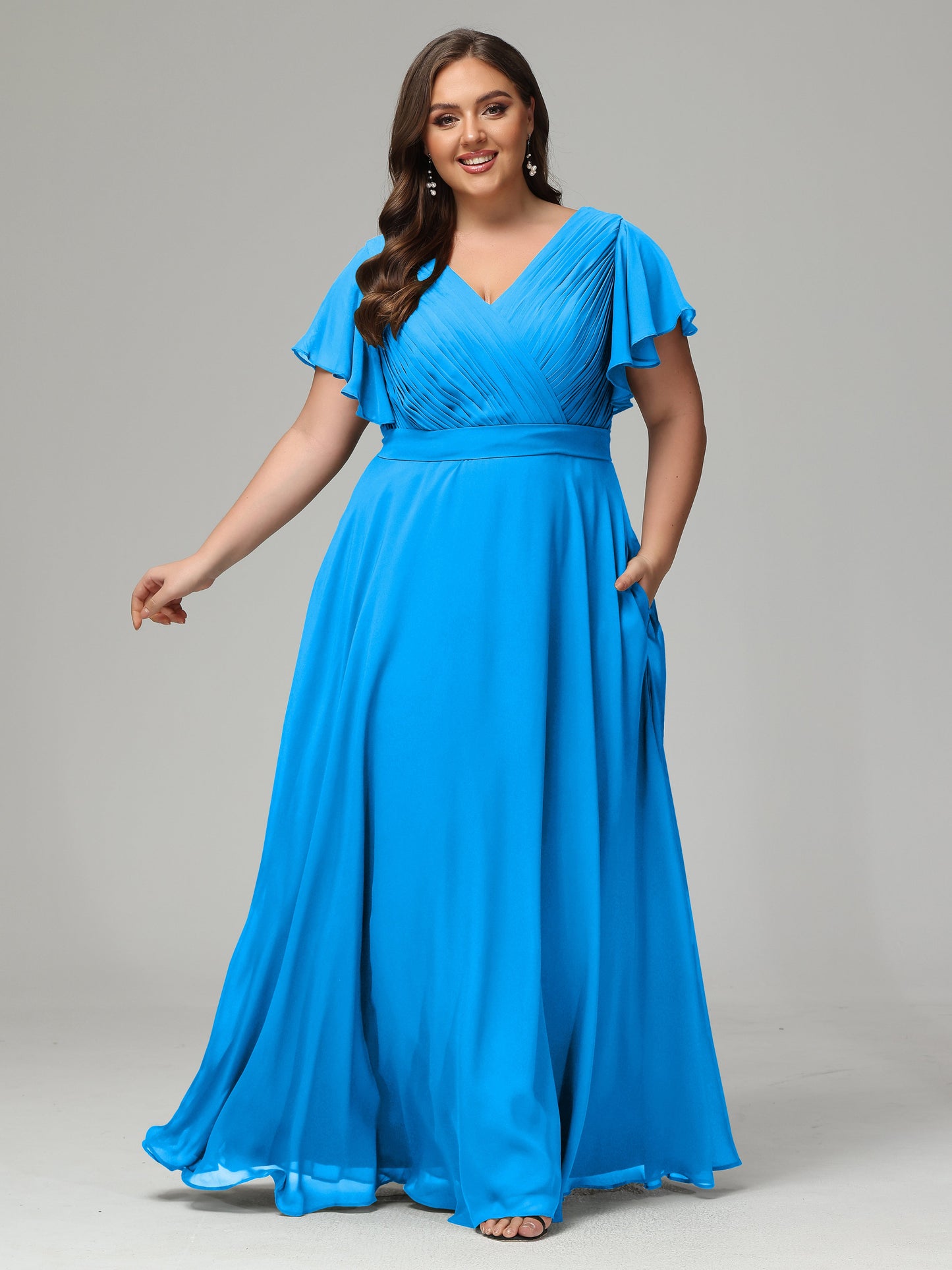 Elegant Plus Size Long Bridesmaid Dresses with Sleeves