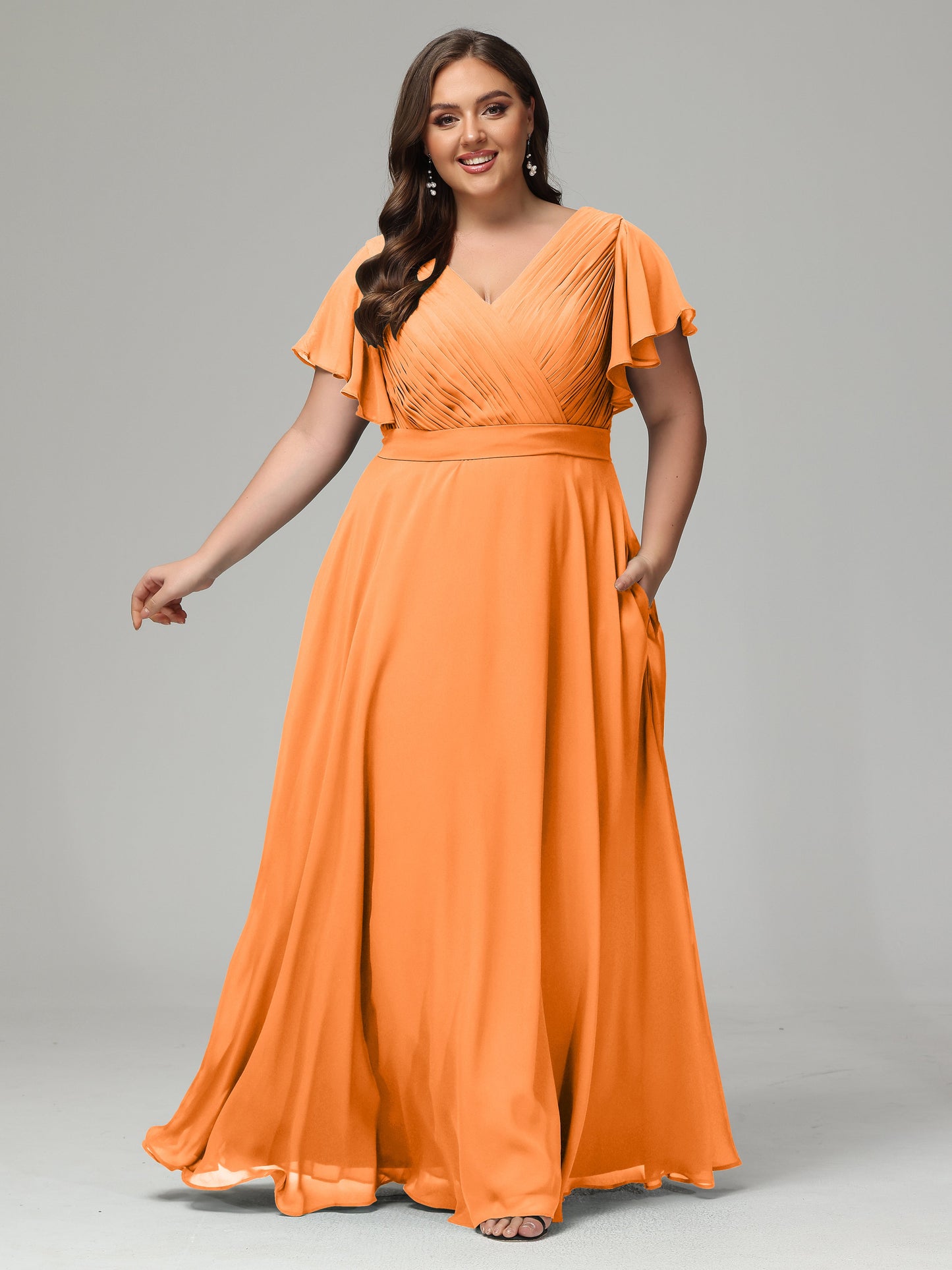 Elegant Plus Size Long Bridesmaid Dresses with Sleeves