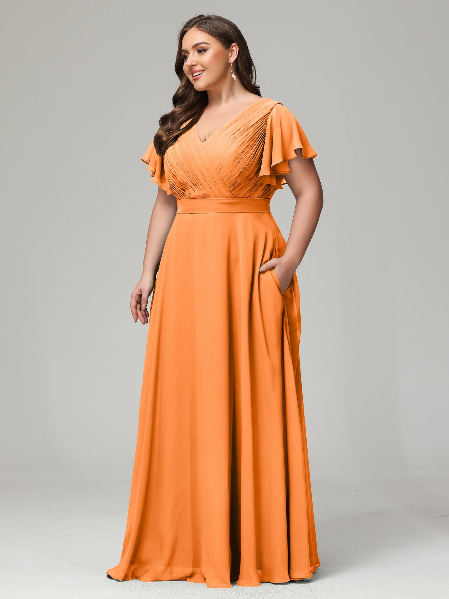 Elegant Plus Size Long Bridesmaid Dresses with Sleeves
