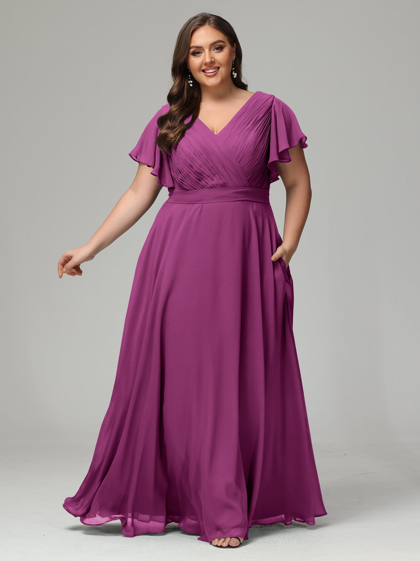 Elegant Plus Size Long Bridesmaid Dresses with Sleeves