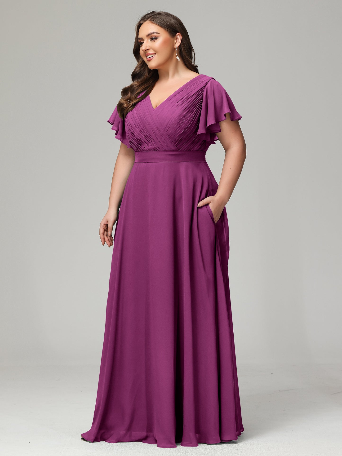 Elegant Plus Size Long Bridesmaid Dresses with Sleeves