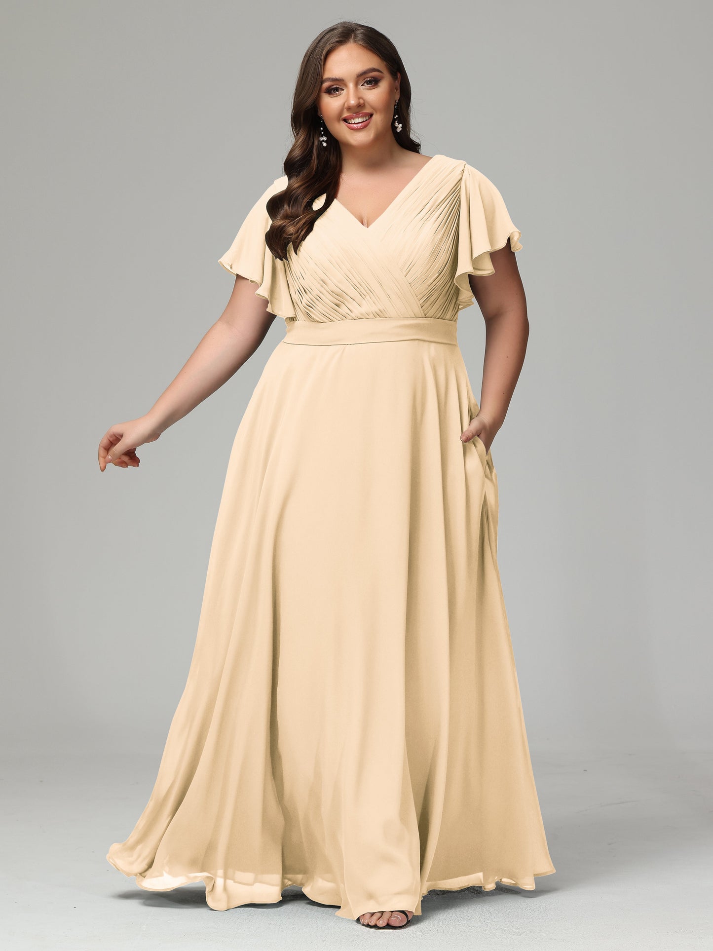 Elegant Plus Size Long Bridesmaid Dresses with Sleeves
