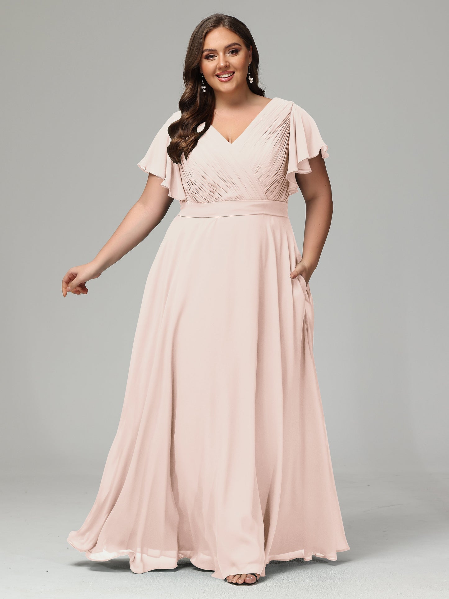 Elegant Plus Size Long Bridesmaid Dresses with Sleeves