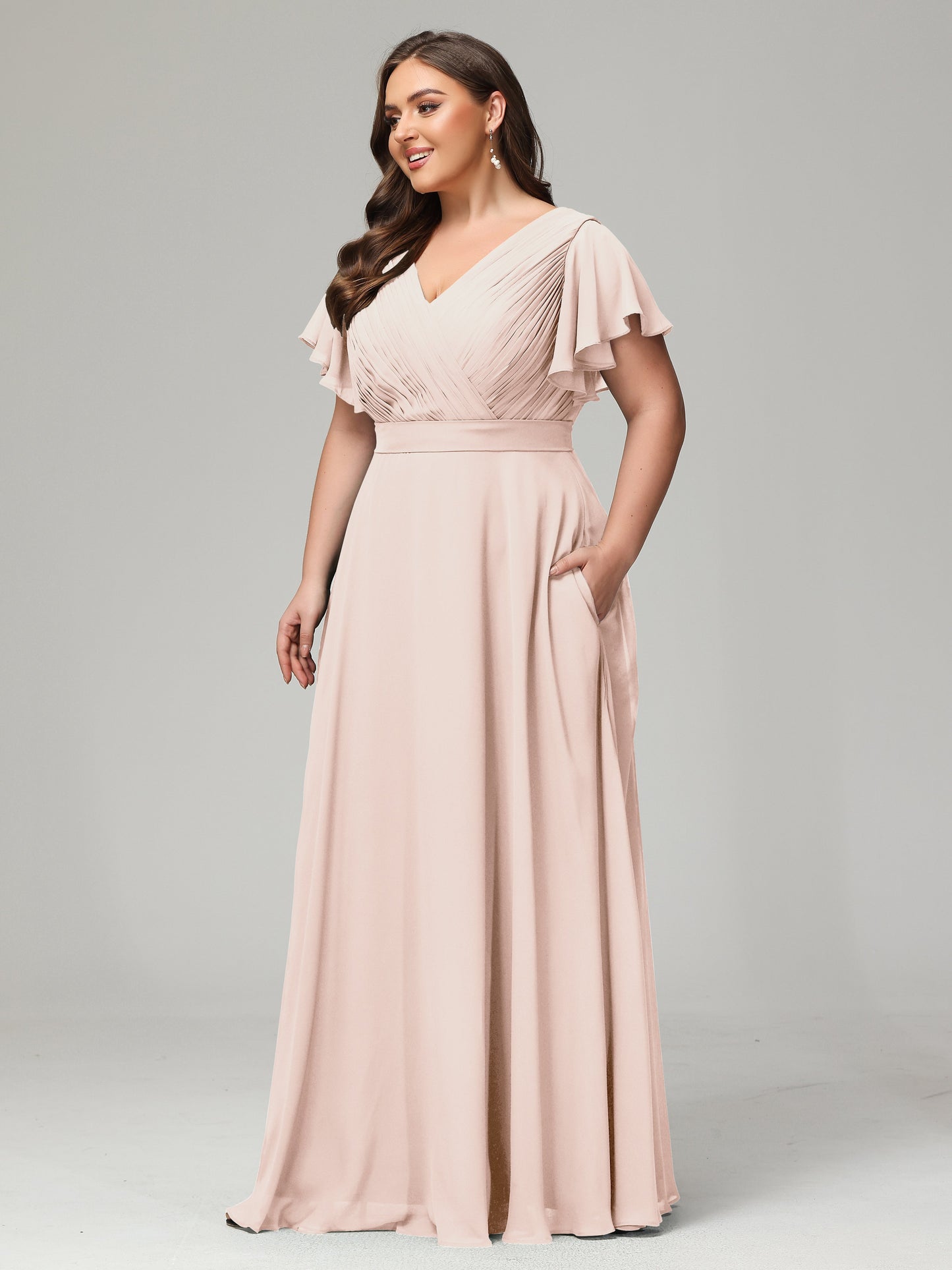 Elegant Plus Size Long Bridesmaid Dresses with Sleeves