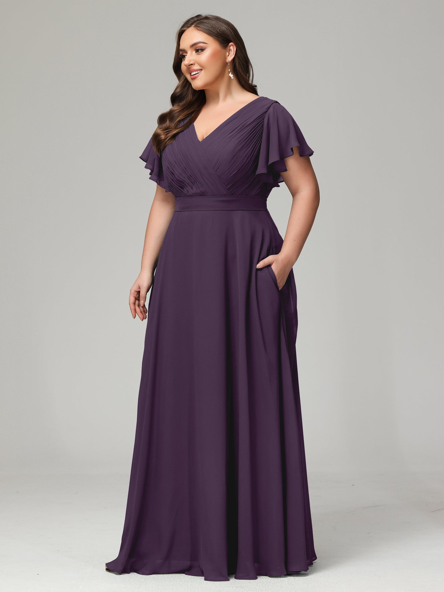 Elegant Plus Size Long Bridesmaid Dresses with Sleeves