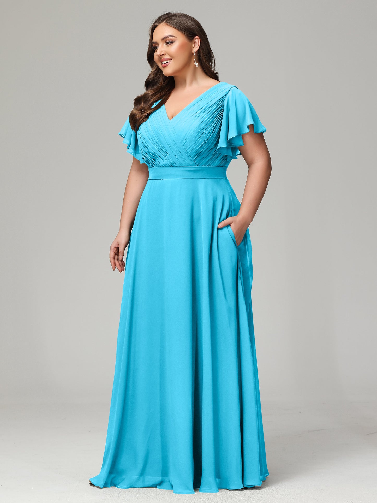 Elegant Plus Size Long Bridesmaid Dresses with Sleeves