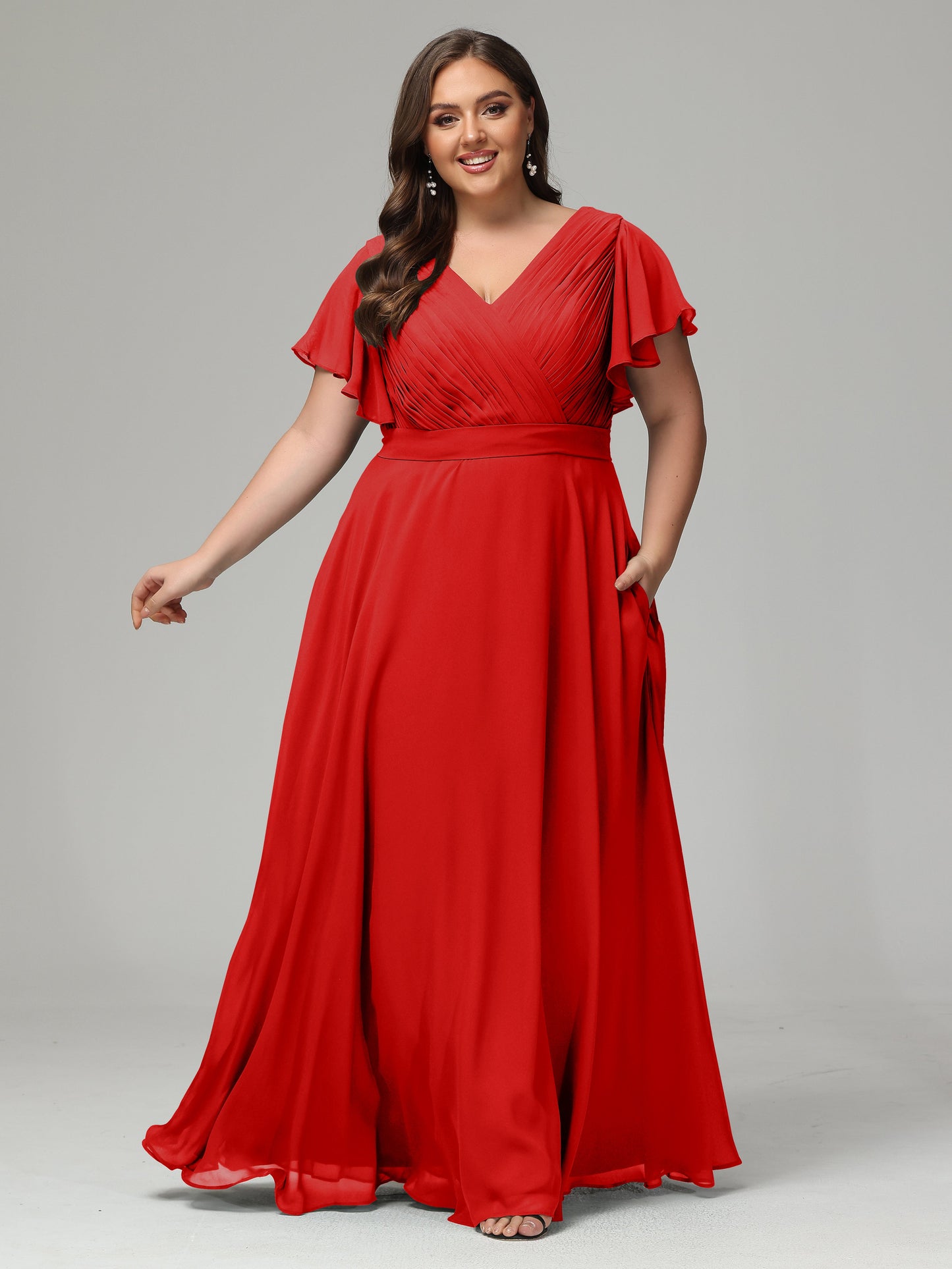 Elegant Plus Size Long Bridesmaid Dresses with Sleeves