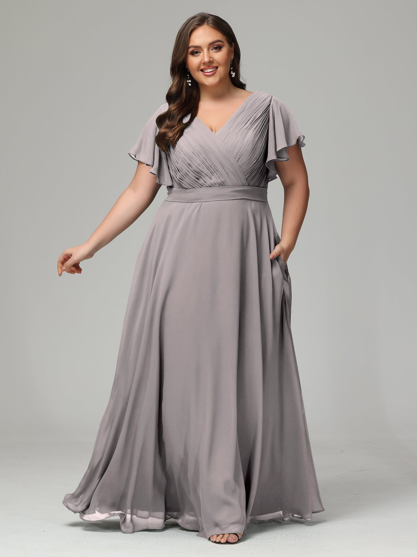 Elegant Plus Size Long Bridesmaid Dresses with Sleeves