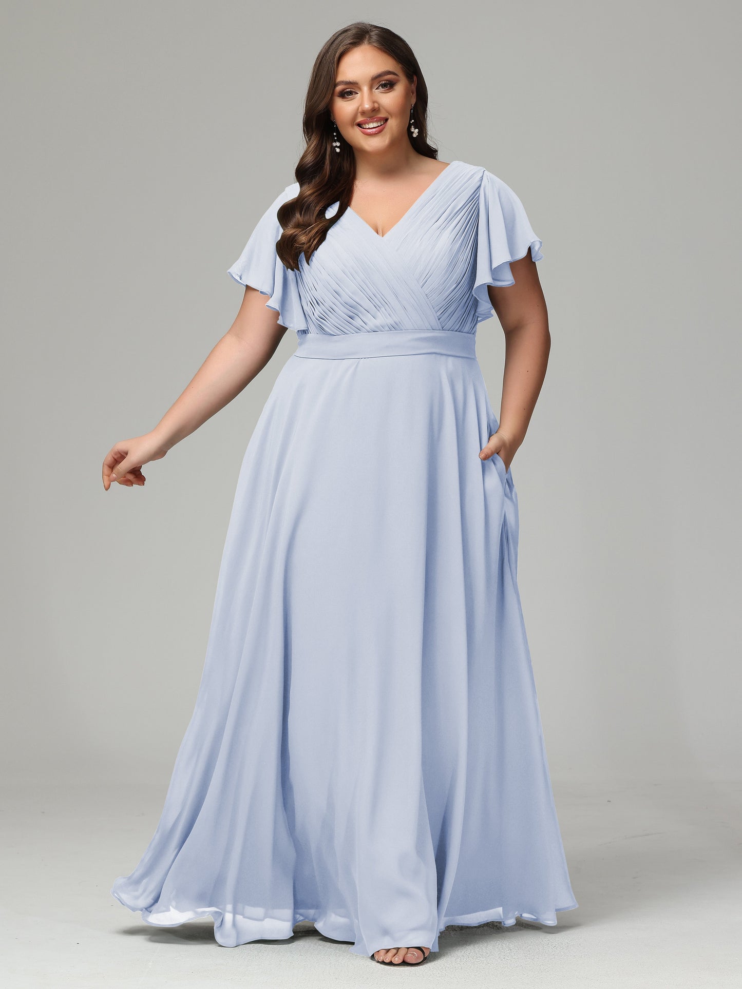 Elegant Plus Size Long Bridesmaid Dresses with Sleeves