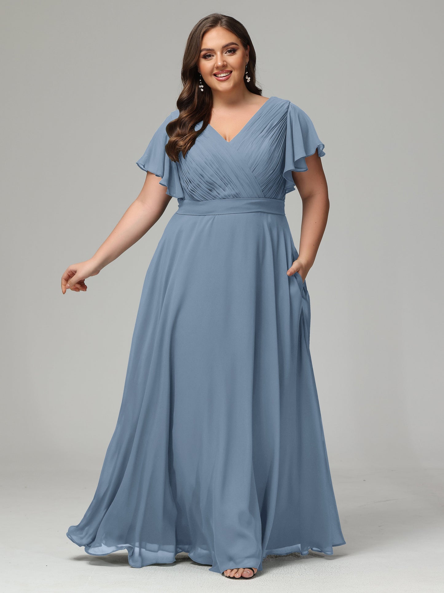 Elegant Plus Size Long Bridesmaid Dresses with Sleeves