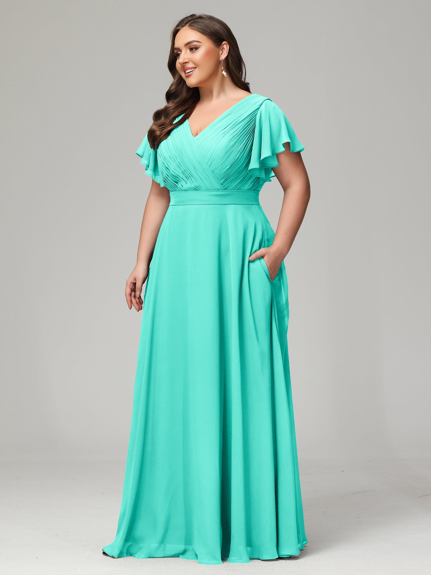 Elegant Plus Size Long Bridesmaid Dresses with Sleeves