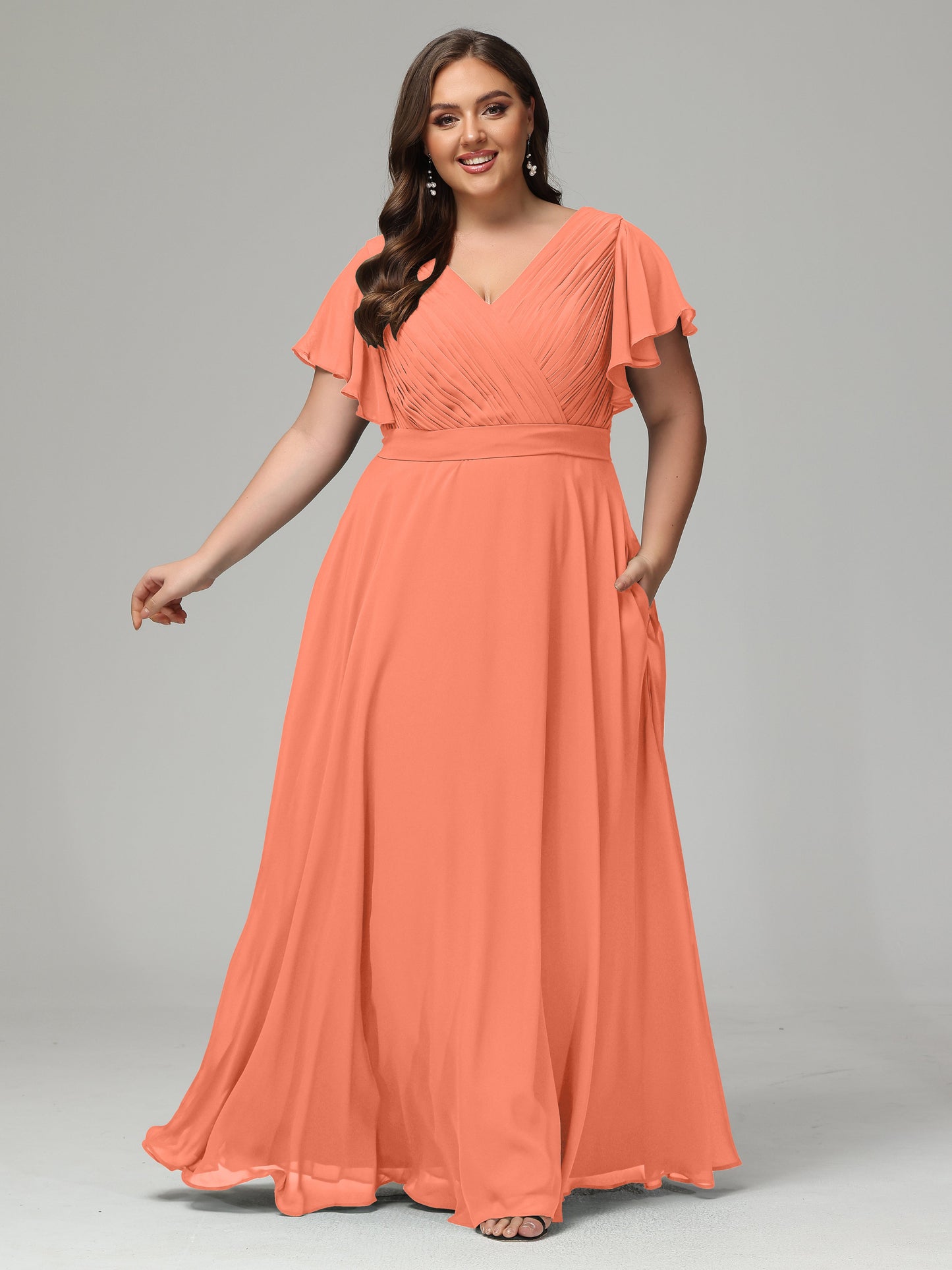 Elegant Plus Size Long Bridesmaid Dresses with Sleeves
