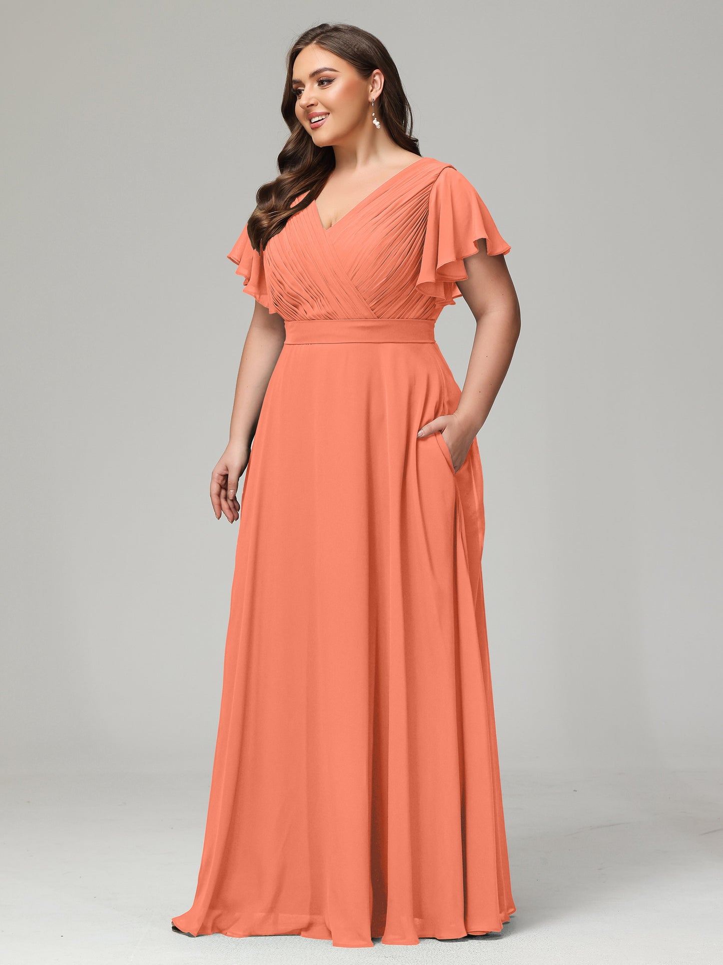 Elegant Plus Size Long Bridesmaid Dresses with Sleeves