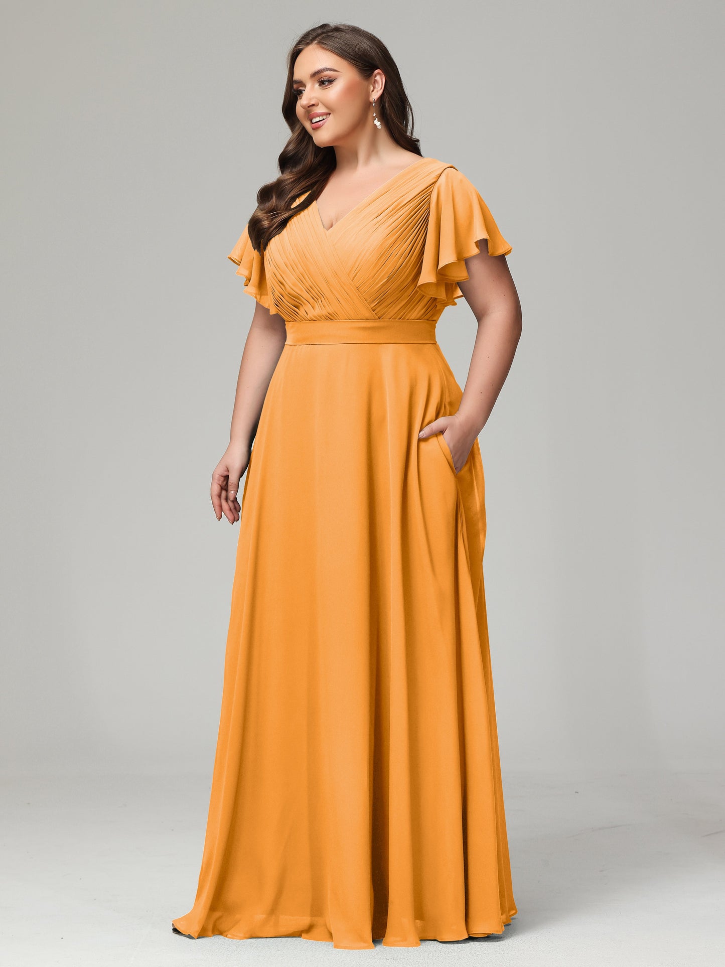 Elegant Plus Size Long Bridesmaid Dresses with Sleeves
