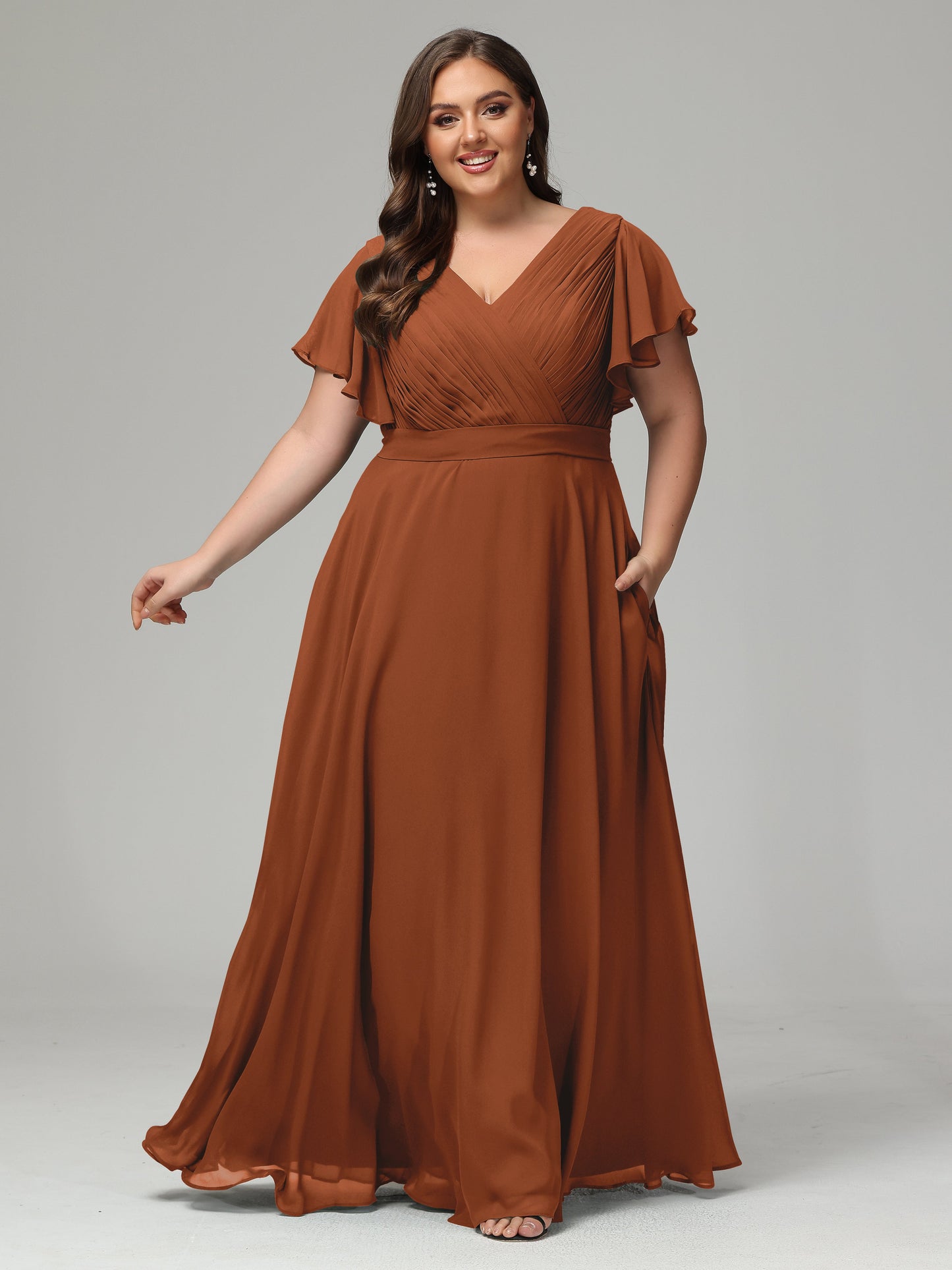 Elegant Plus Size Long Bridesmaid Dresses with Sleeves
