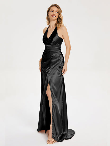 Mariana Halter Backless Soft Satin Bridesmaid Dress