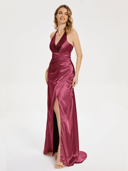 Mariana Halter Backless Soft Satin Bridesmaid Dress